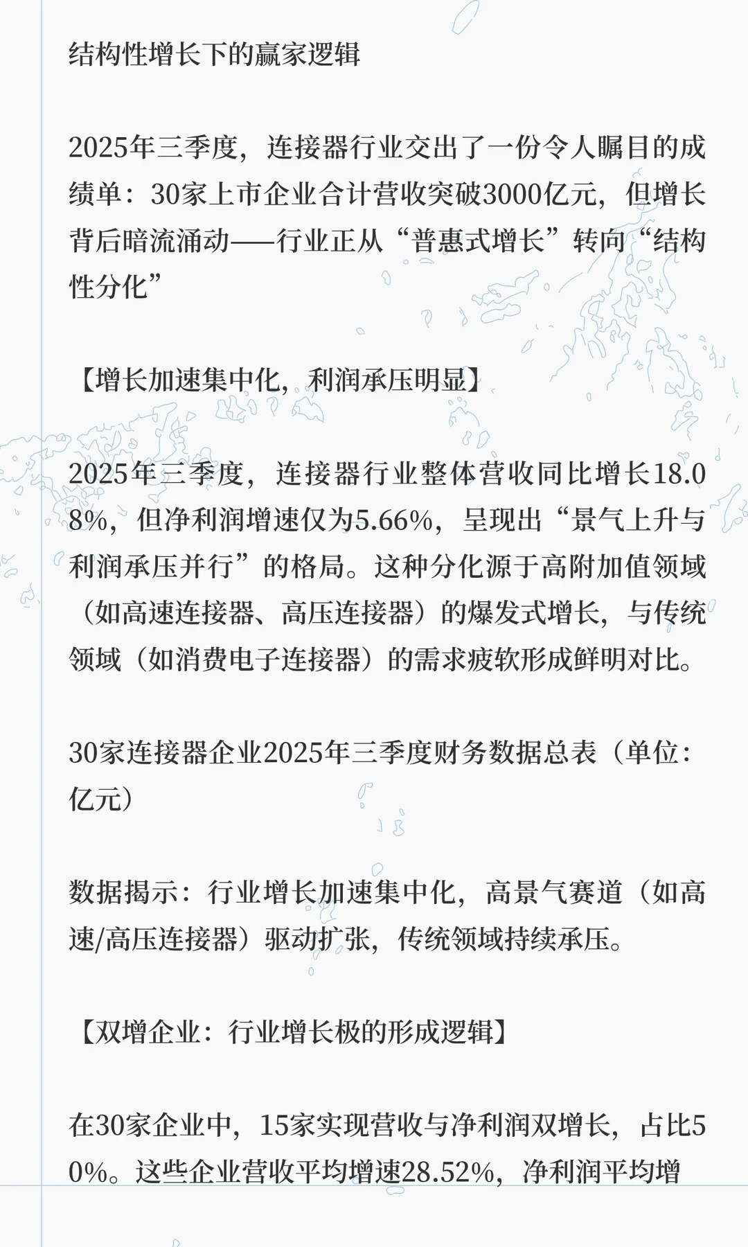 @连接器 | 30家连接器企业（三季度）财