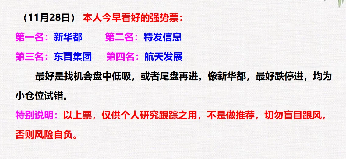 早盘强势票跟踪