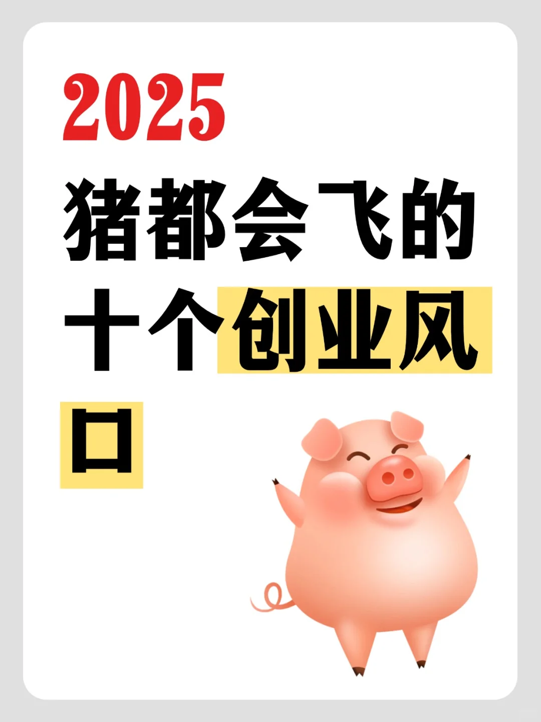 2025 猪都会飞的十个创业风口