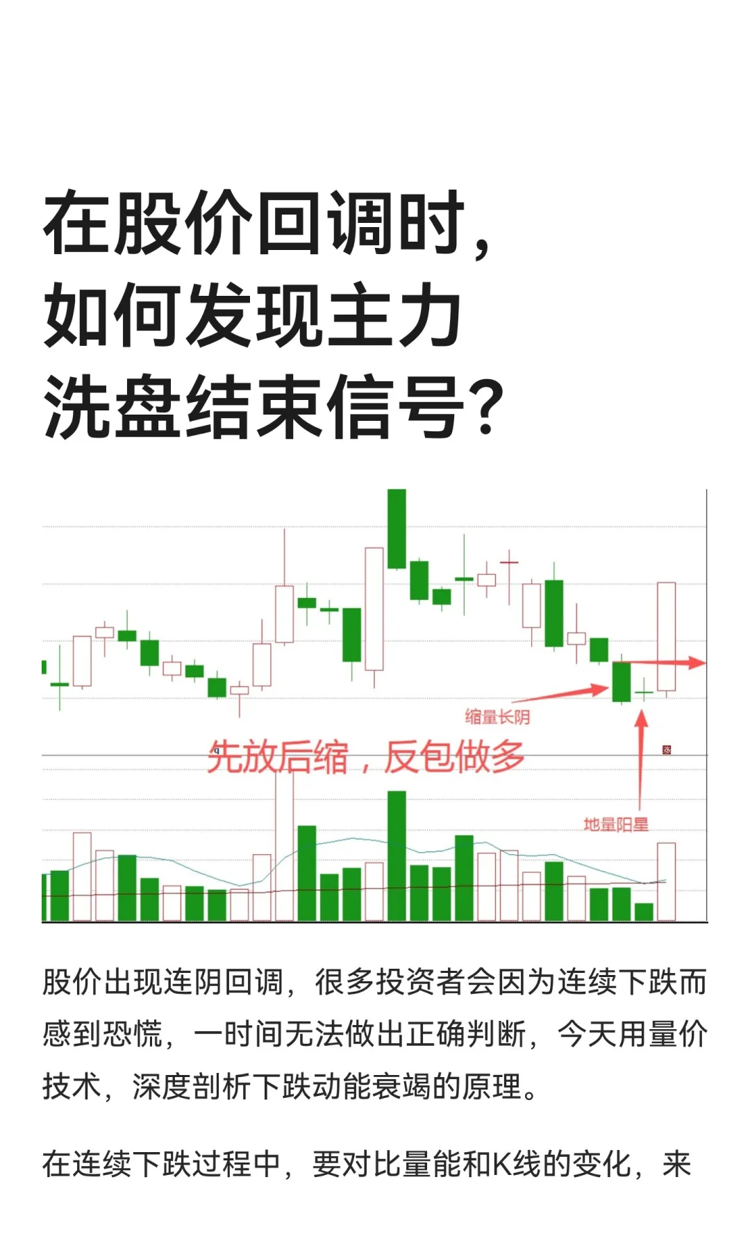在股价回调时，如何发现主力洗盘结束信号？