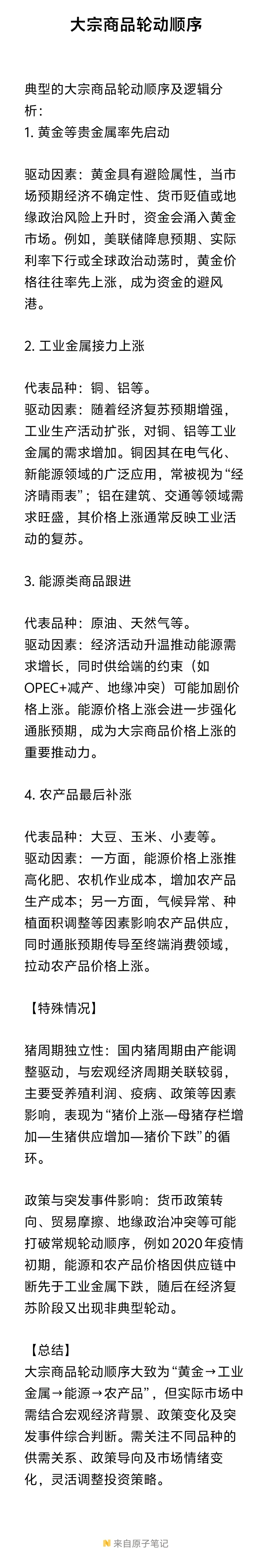 大宗商品轮动顺序