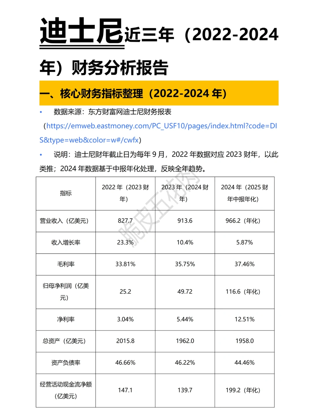 迪士尼近三年财务分析报告，快快收藏?
