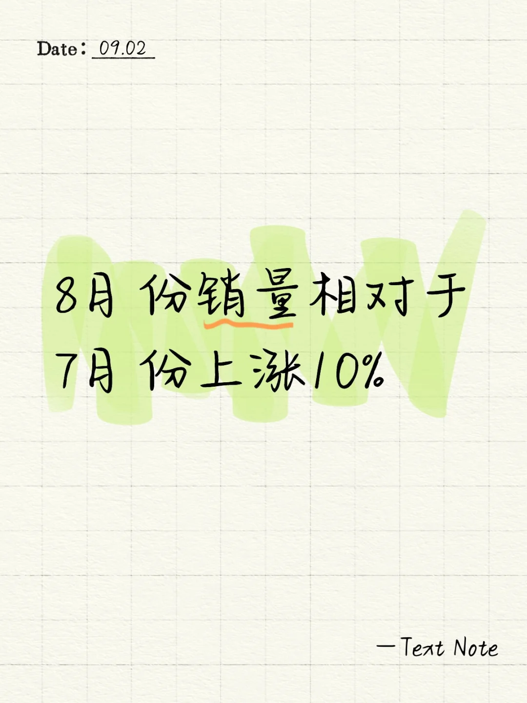 8月份销量相对于7月份上涨10%
