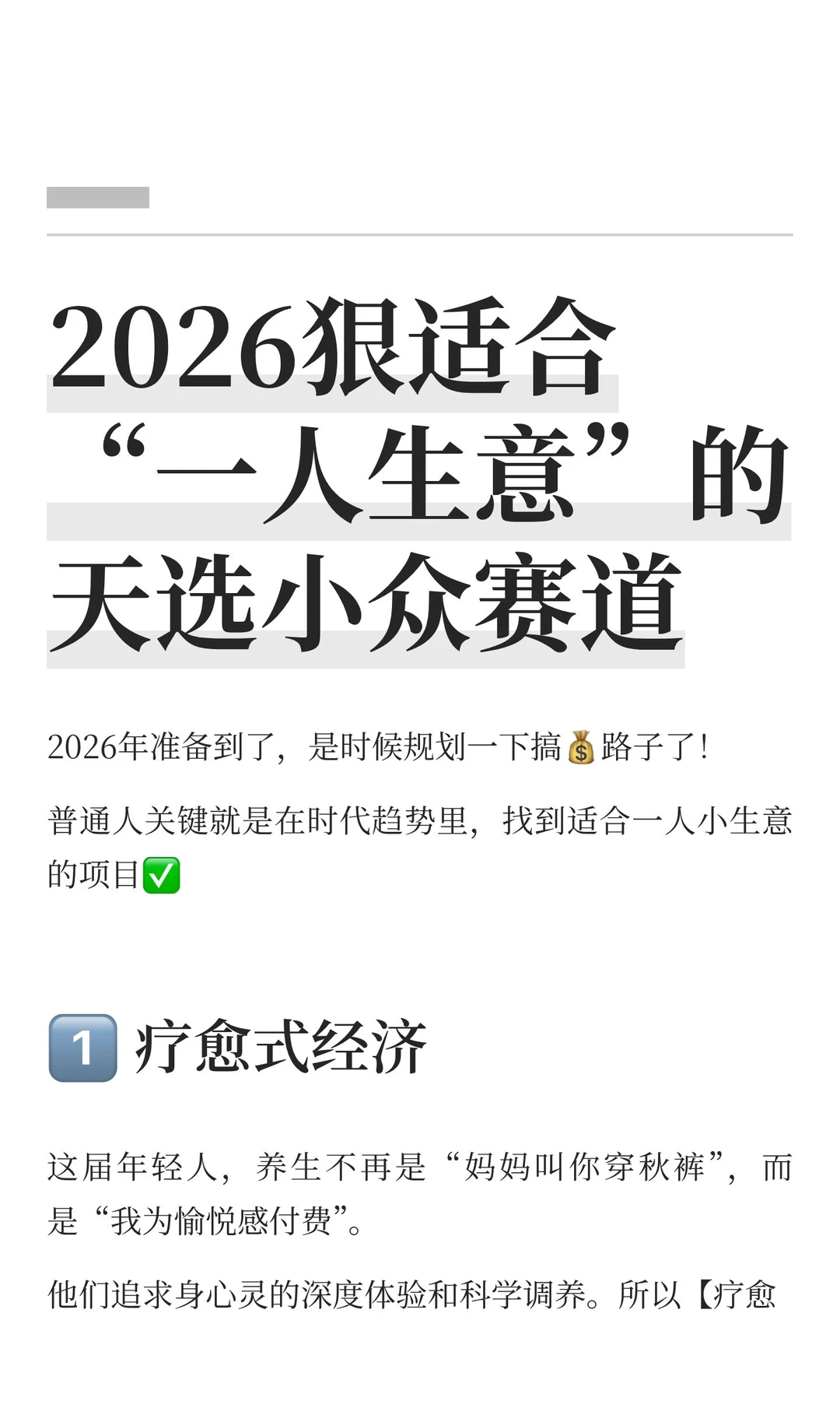 2026狠适合“一人生意”的天选小众赛道