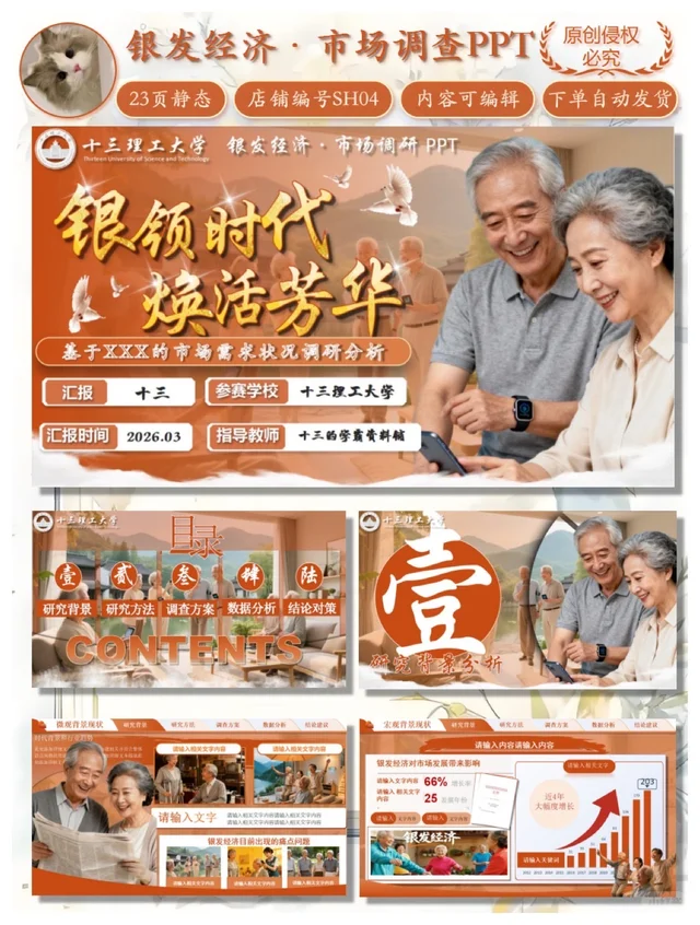 市场调查大赛PPT模版｜银发经济市场调研PPT