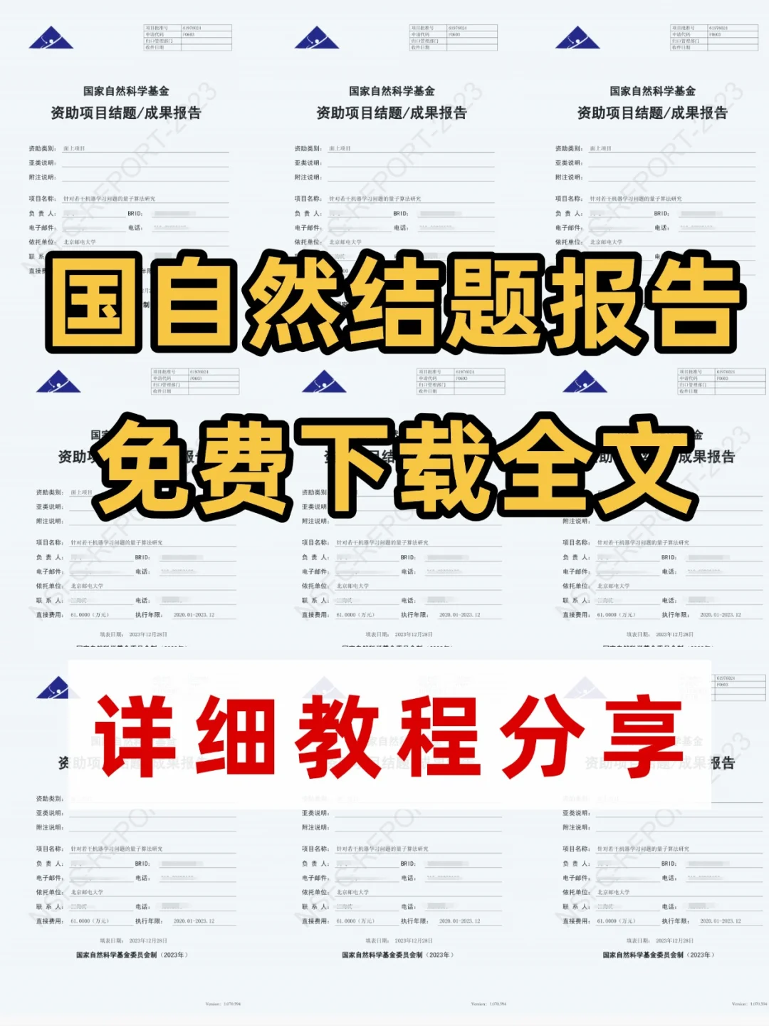 国自然结题报告下载⁉️包教包会