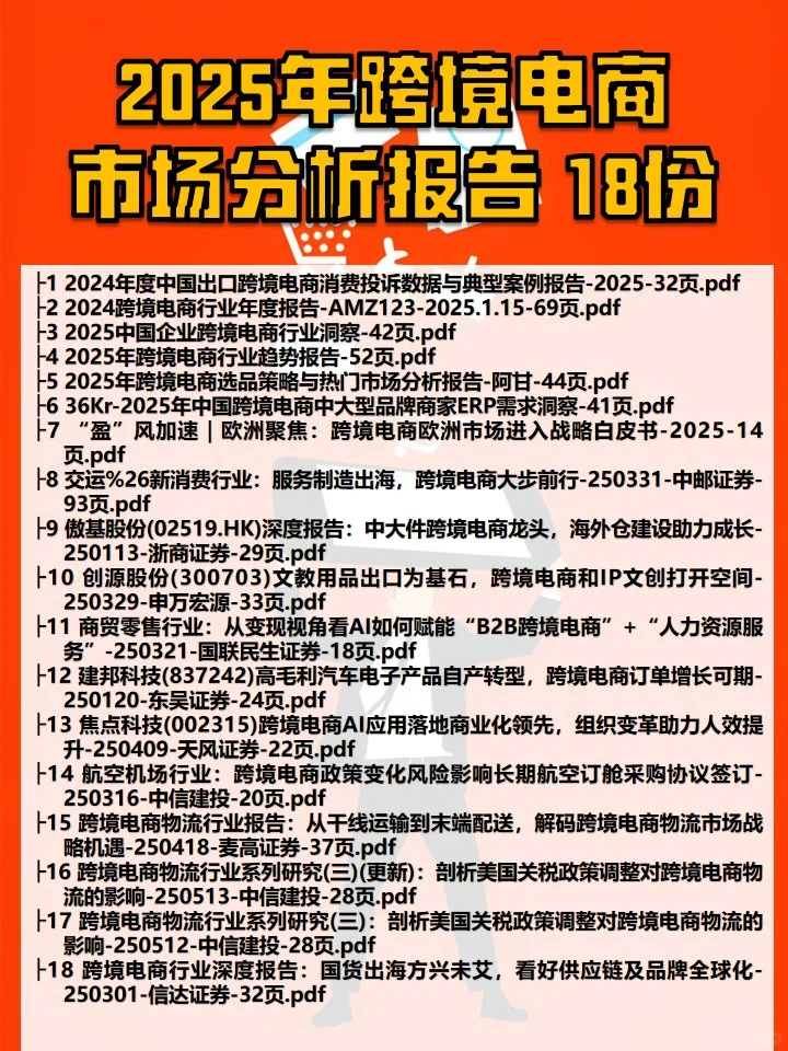 2025年跨境电商市场分析报告 18份