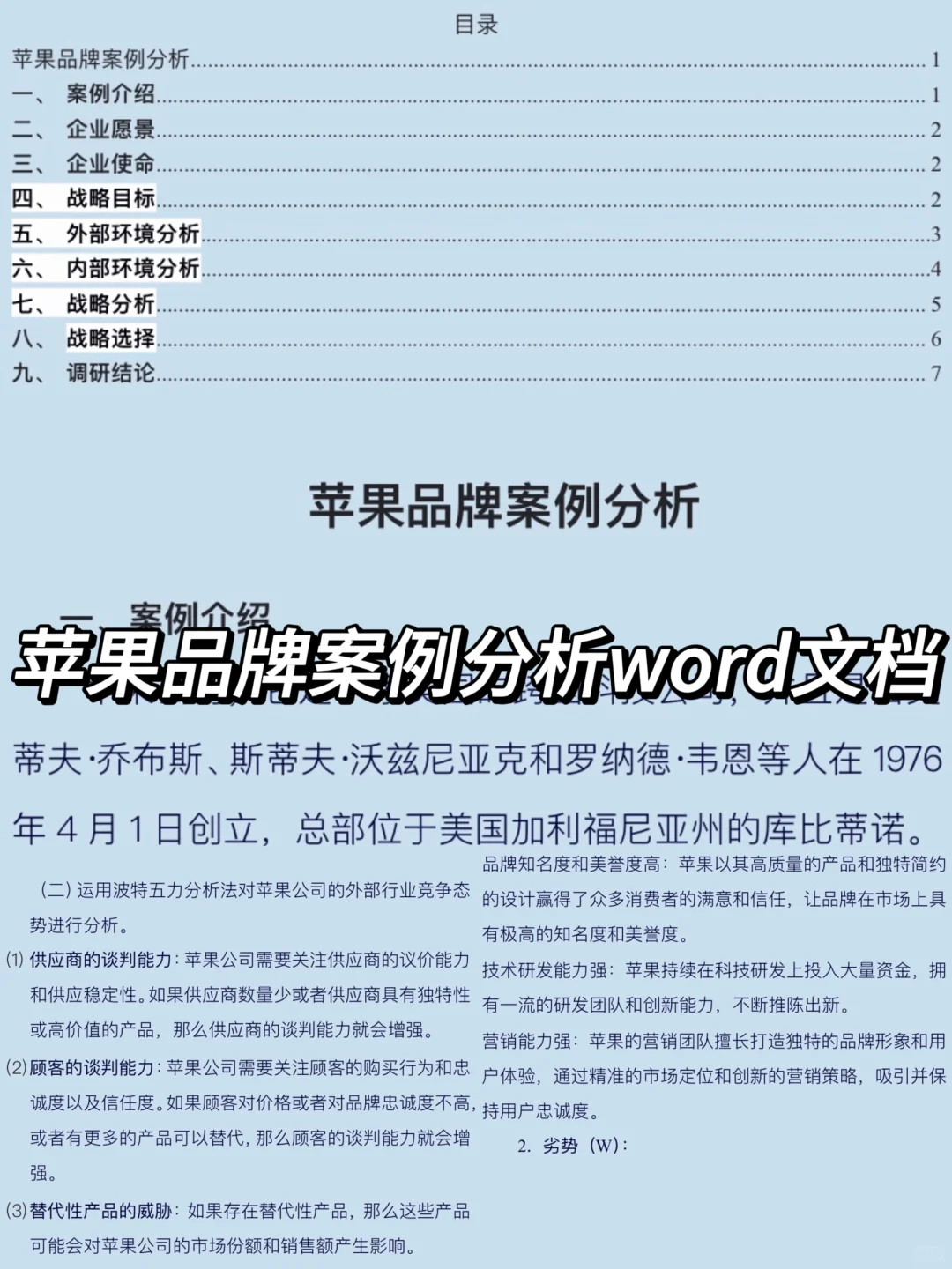 苹果品牌案例分析word文档分享