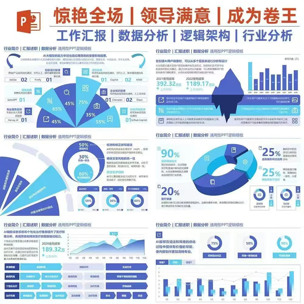 逻辑架构图市场调研各类报告多用途PPT模板