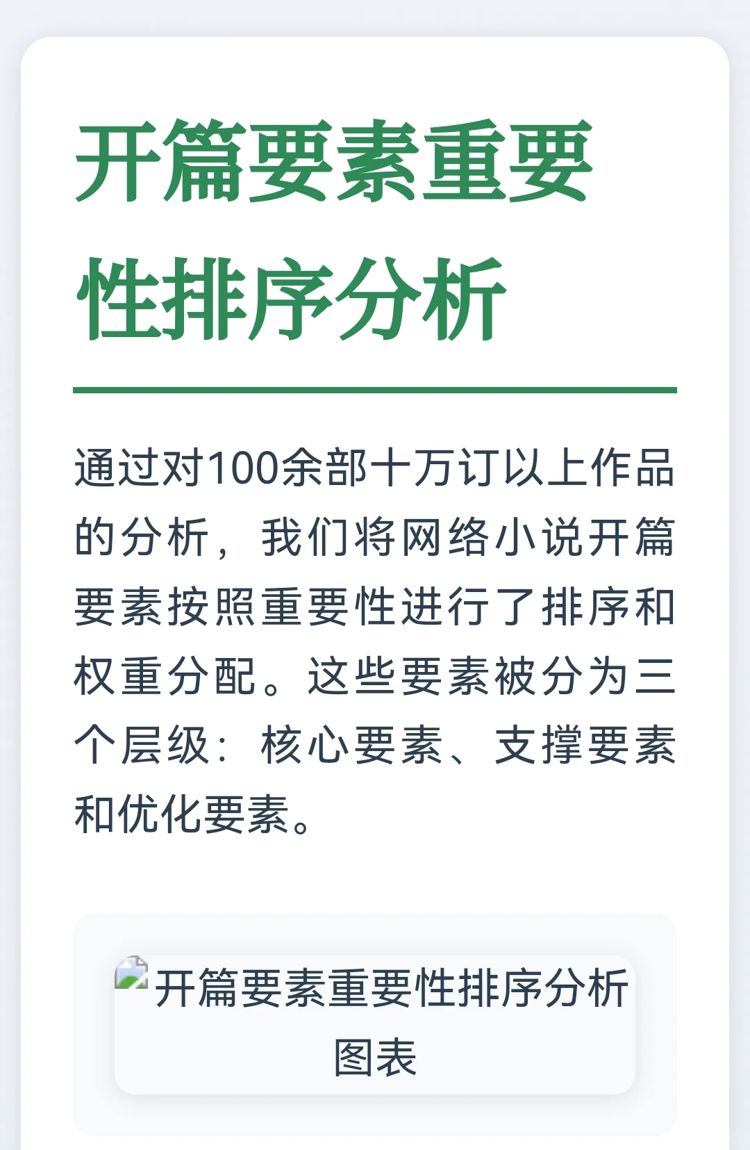 《十万订以上网络小说开篇部分必须具备的