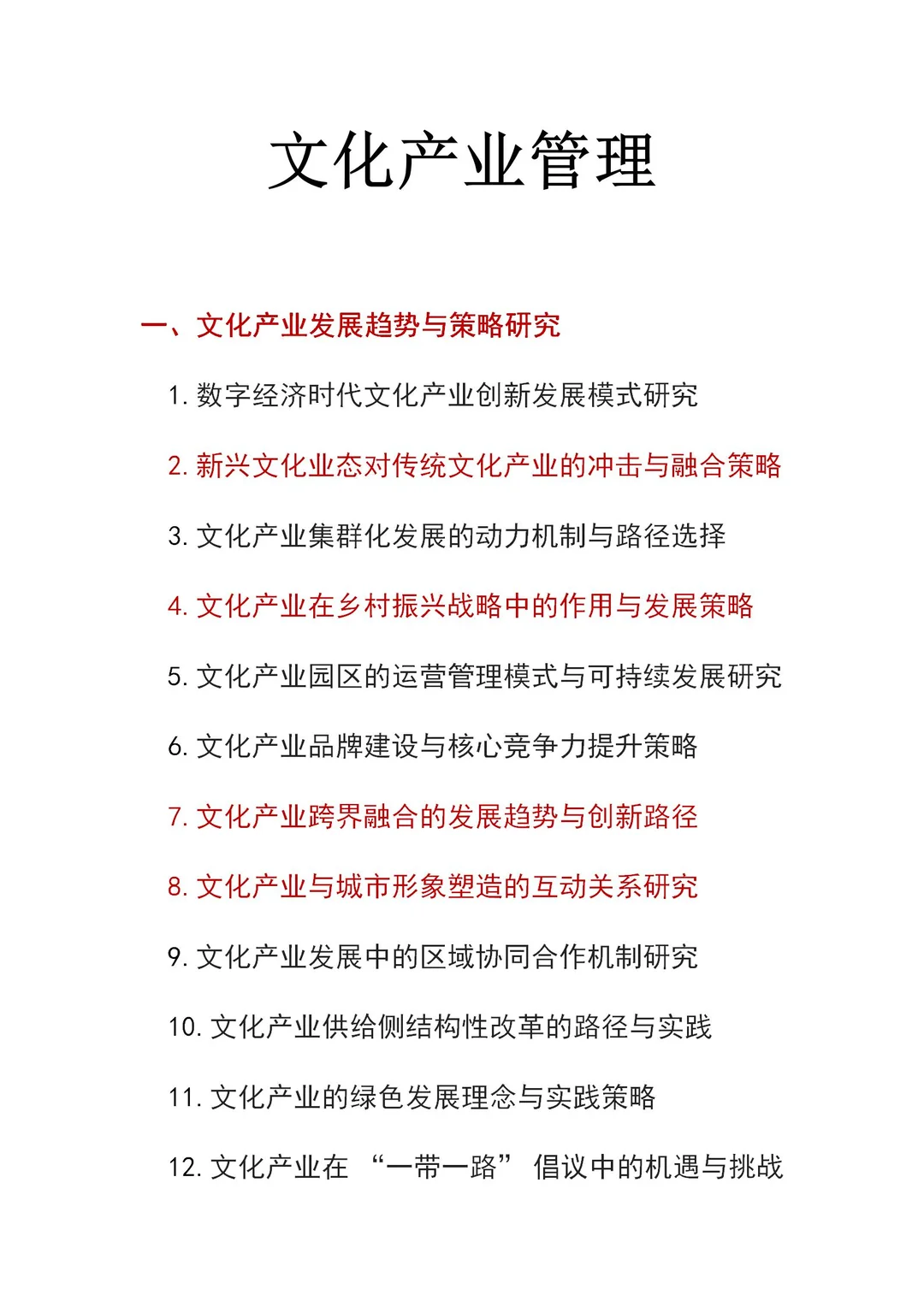 文化产业管理最新选题‼️超全选题