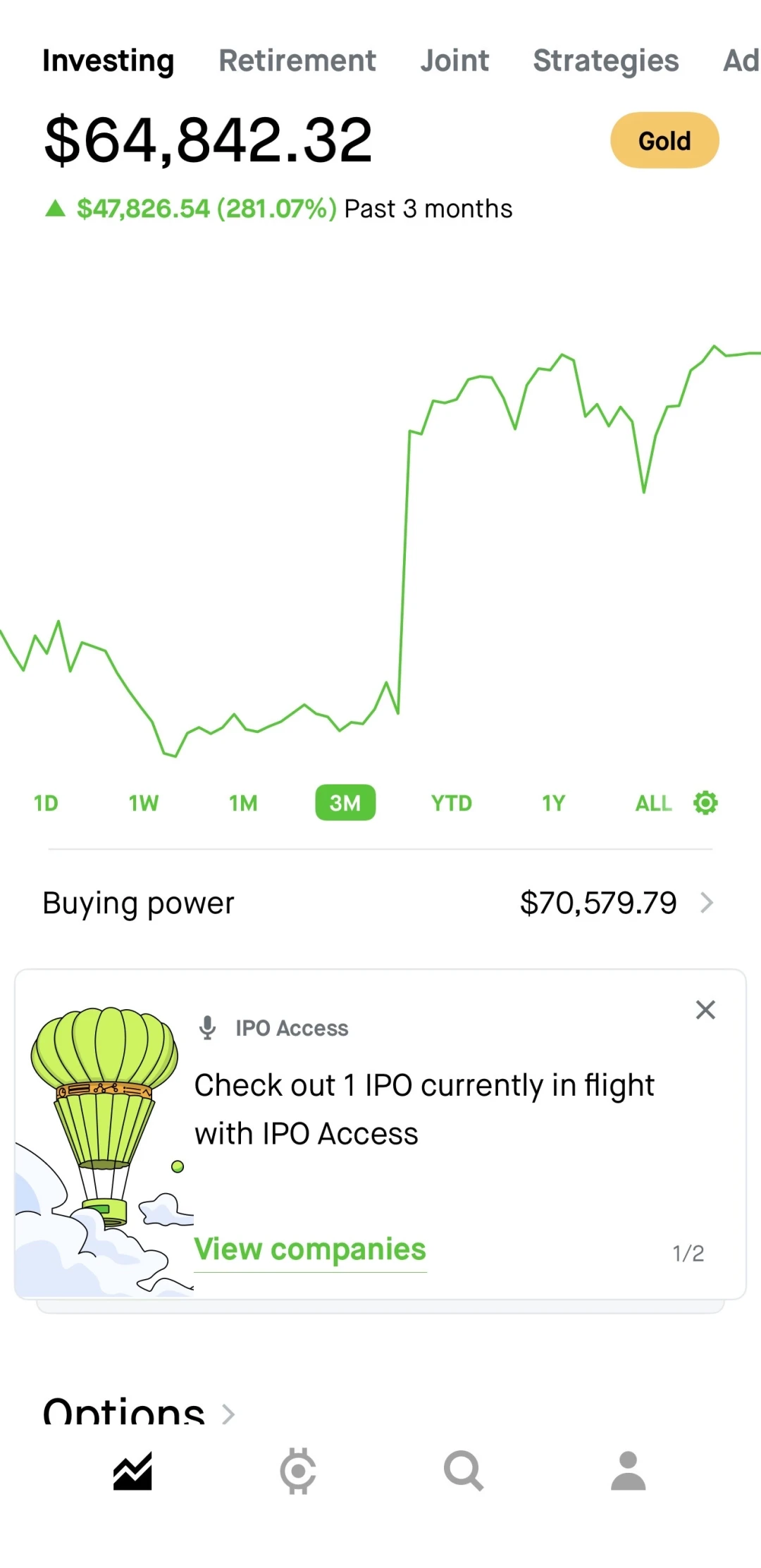 美股期权账号新高三个月赚三倍。