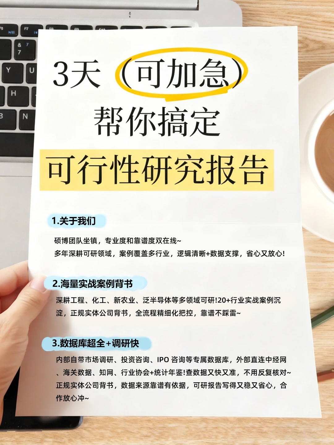 3天（可加急）帮您搞定可行性研究报告