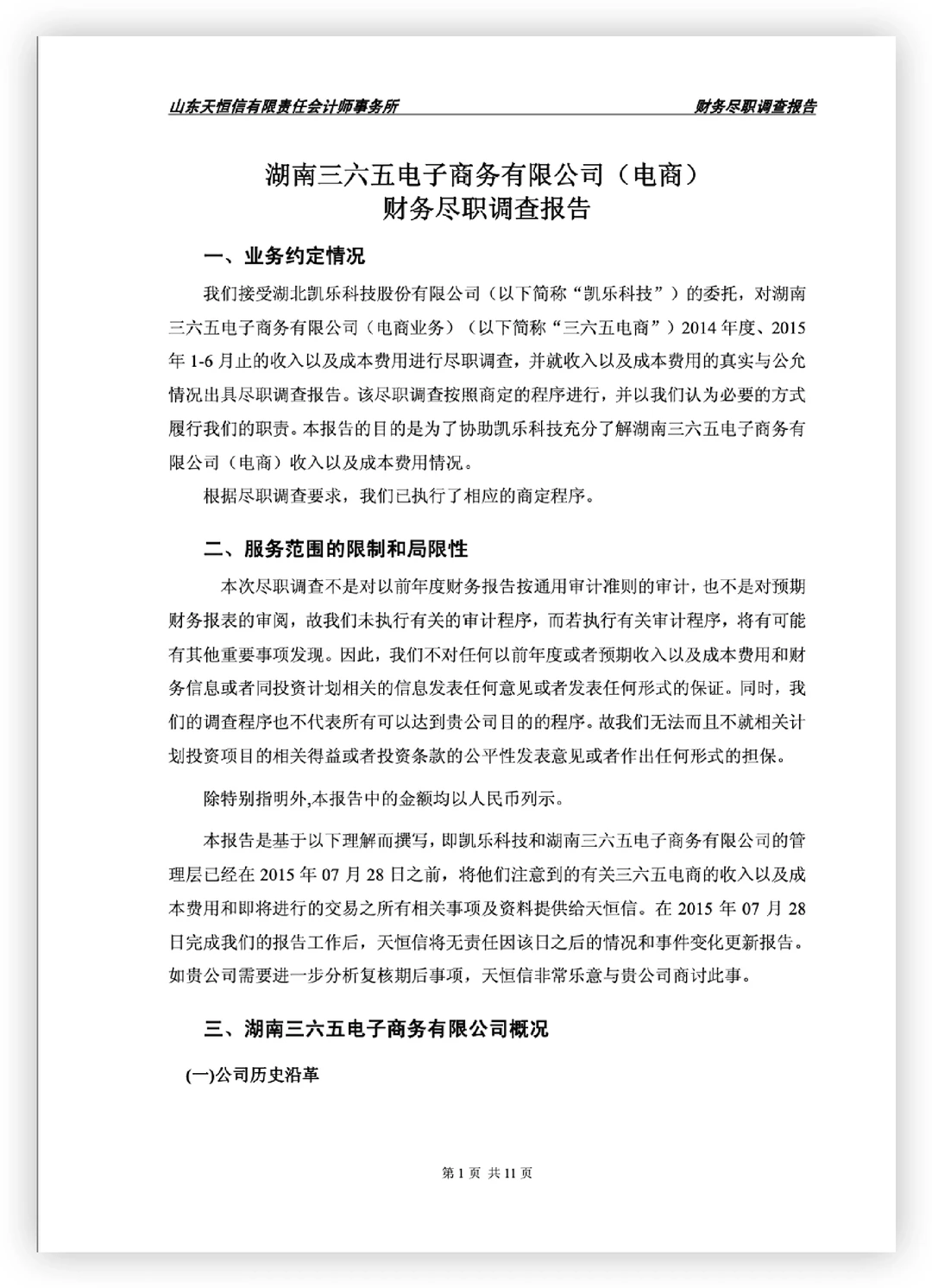 电商公司财务尽职调查报告