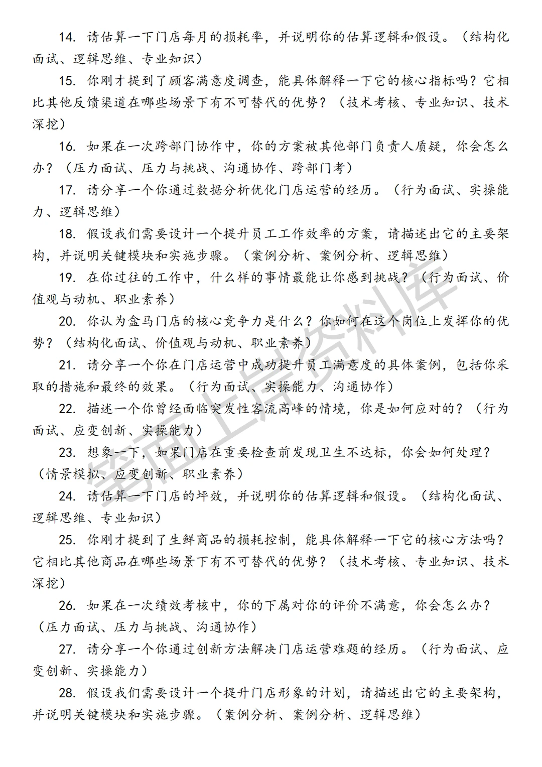 盒马门店营运副店