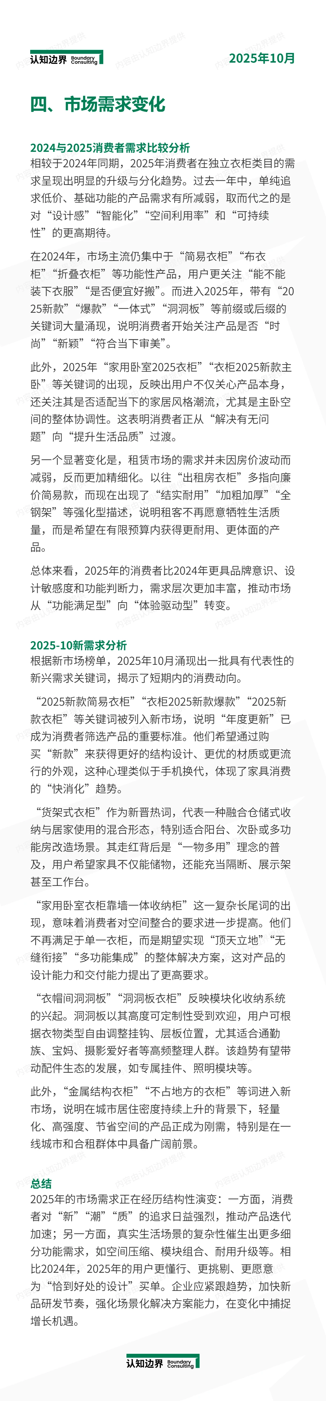 11月认知边界行业报告 独立衣柜 住宅家具