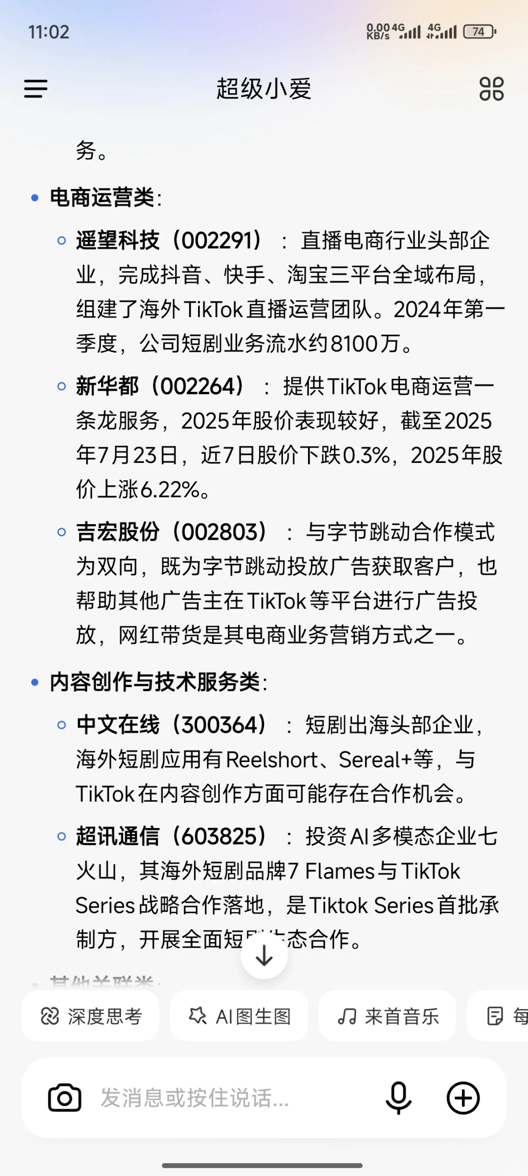 Tik tok主要概念股