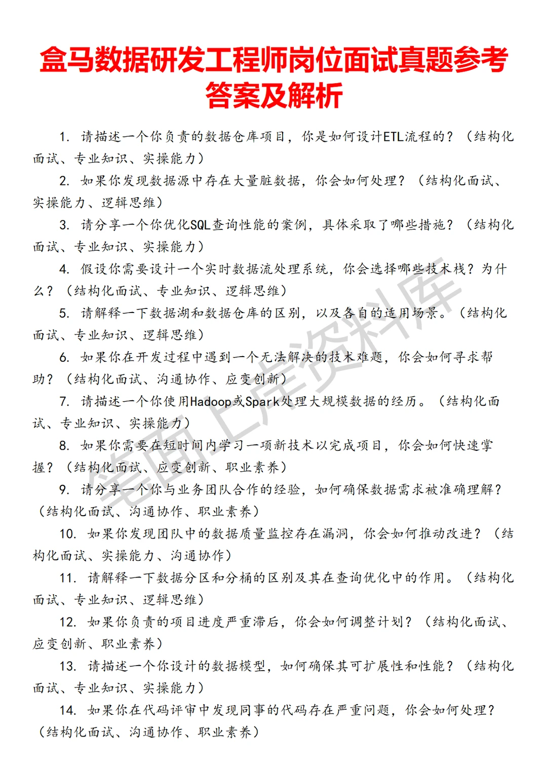 盒马数据研发工程师