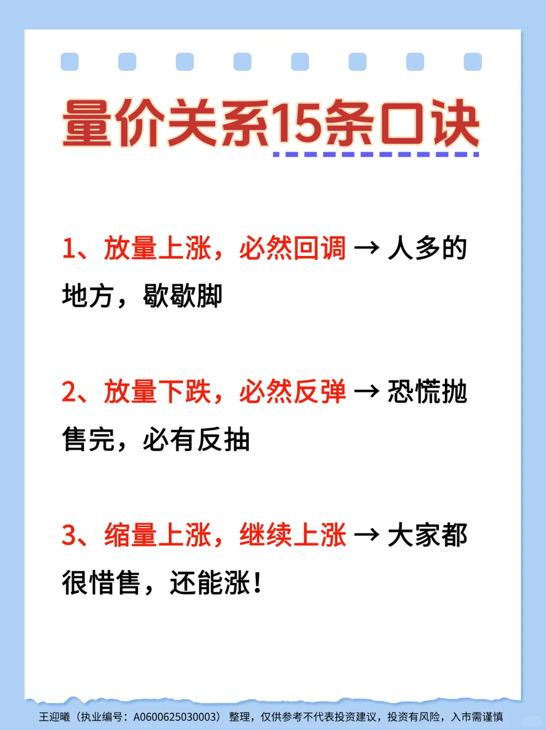 15条量价口诀核心版！答应我收藏好！