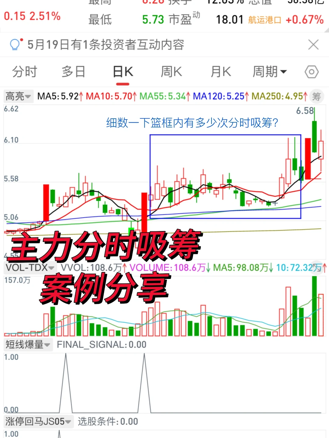 主力分时吸筹案例分享