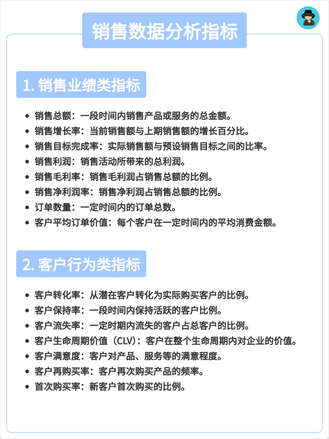 销售数据分析常用指标