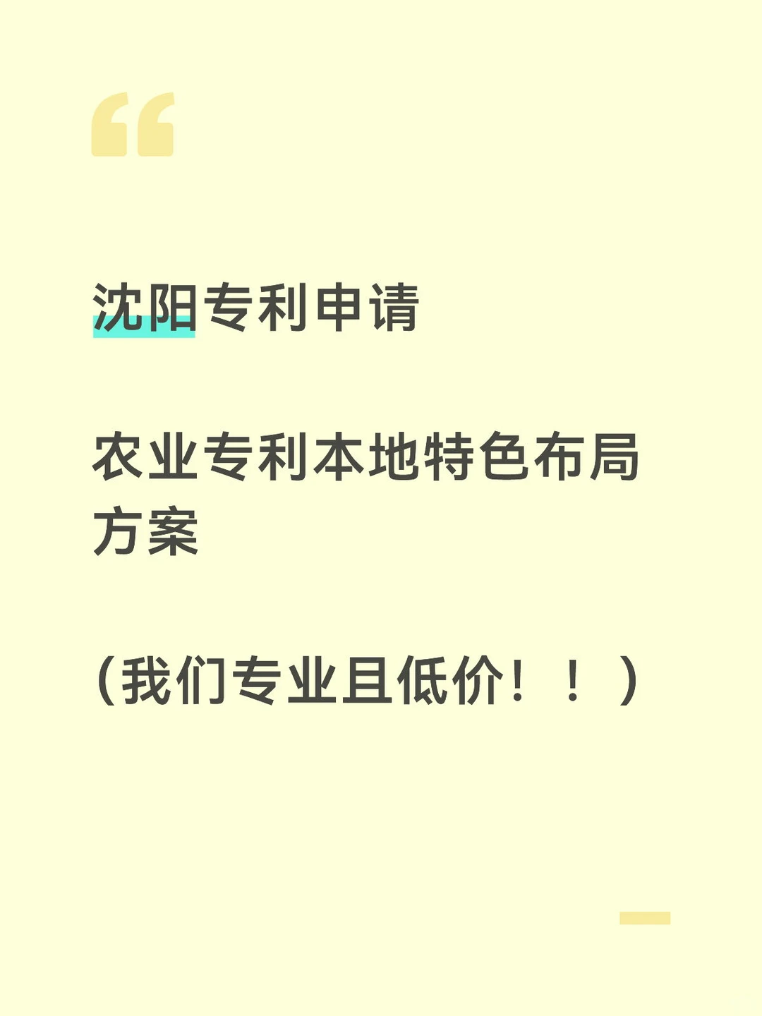 沈阳专利申请 农业专利本地特色布局方案