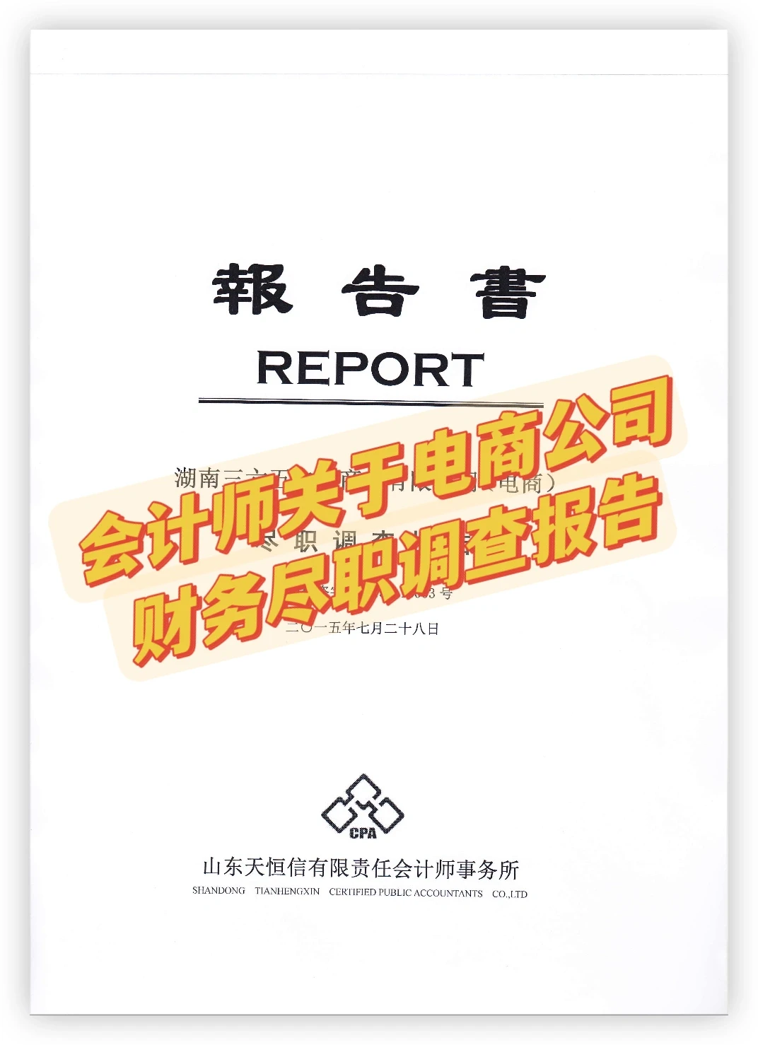 电商公司财务尽职调查报告