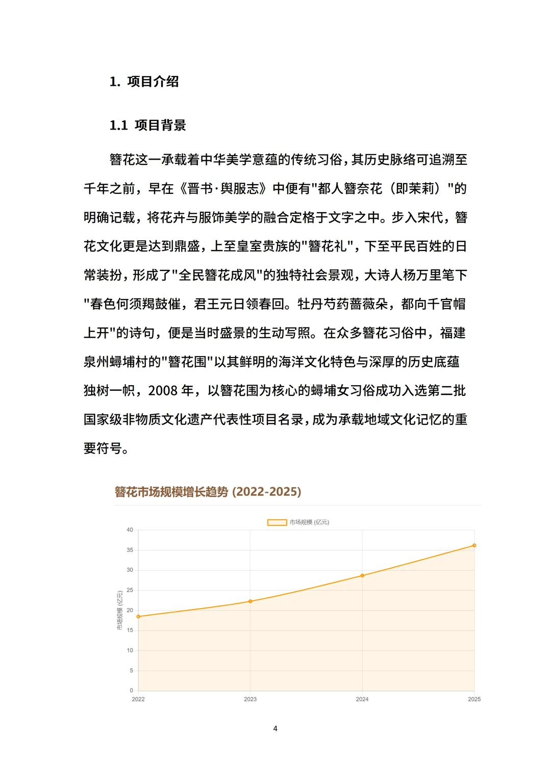 非遗簪花大学生创业计划书ppt和word