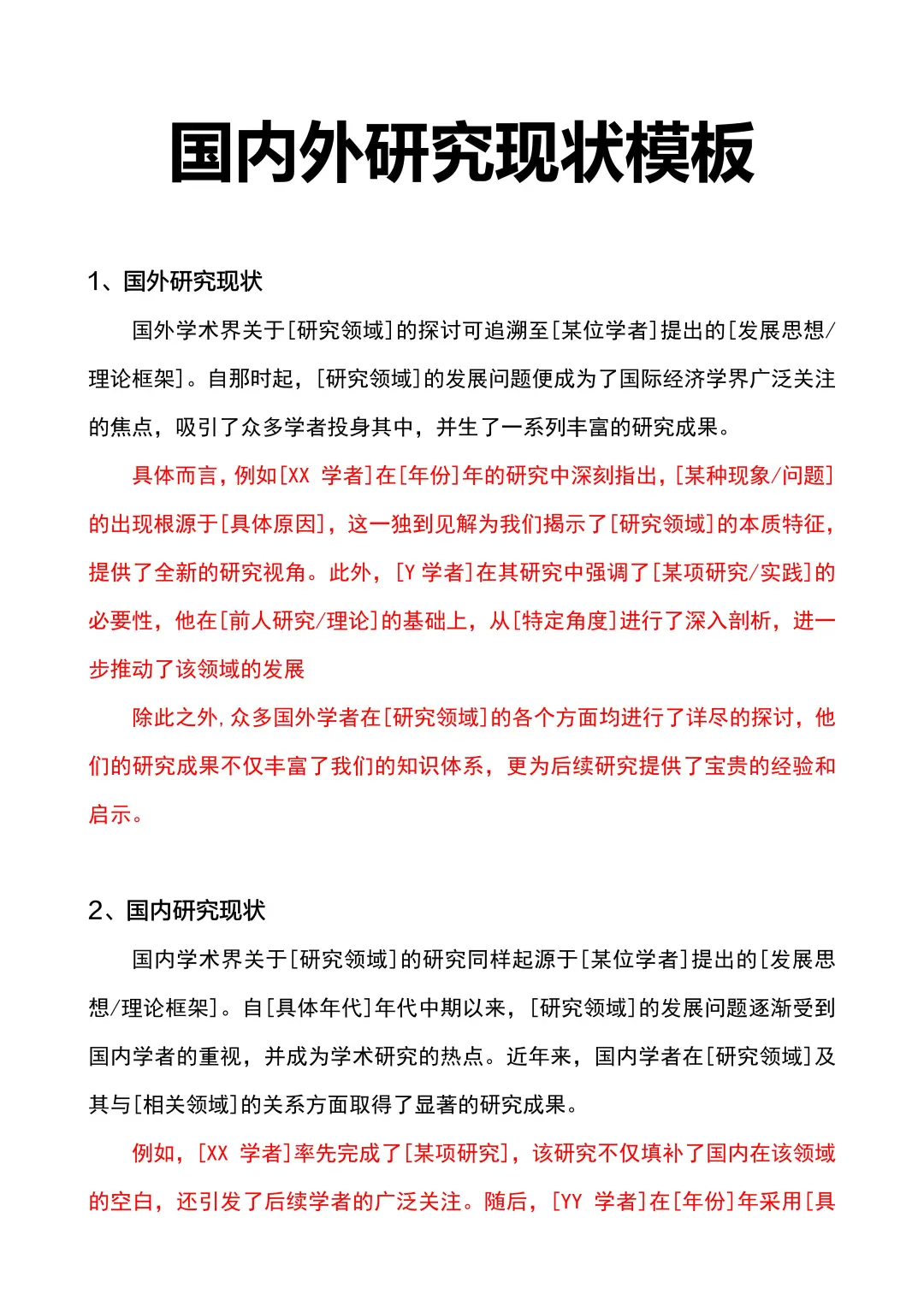 详细版国内外研究现状写作模板?