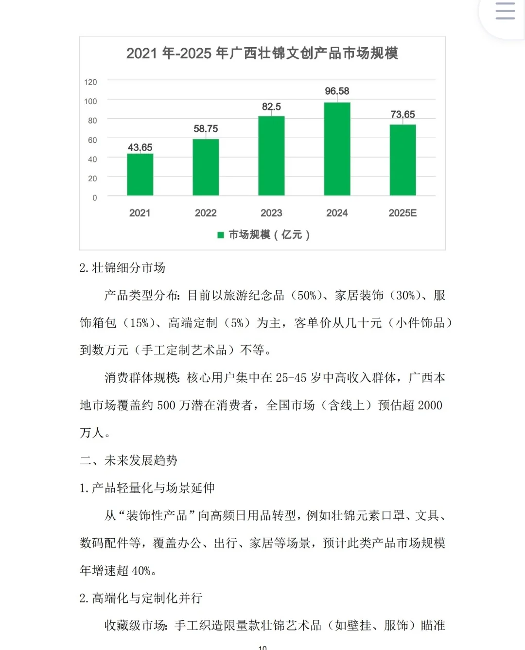 非遗壮锦文创产品创业计划书Word➕PPT