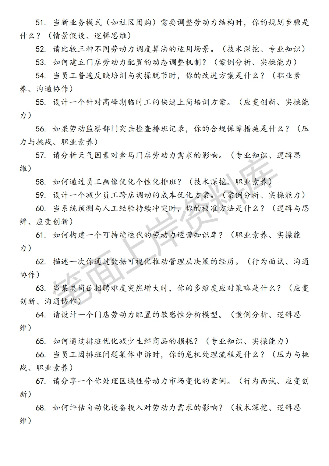 盒马劳动力运营高级专员