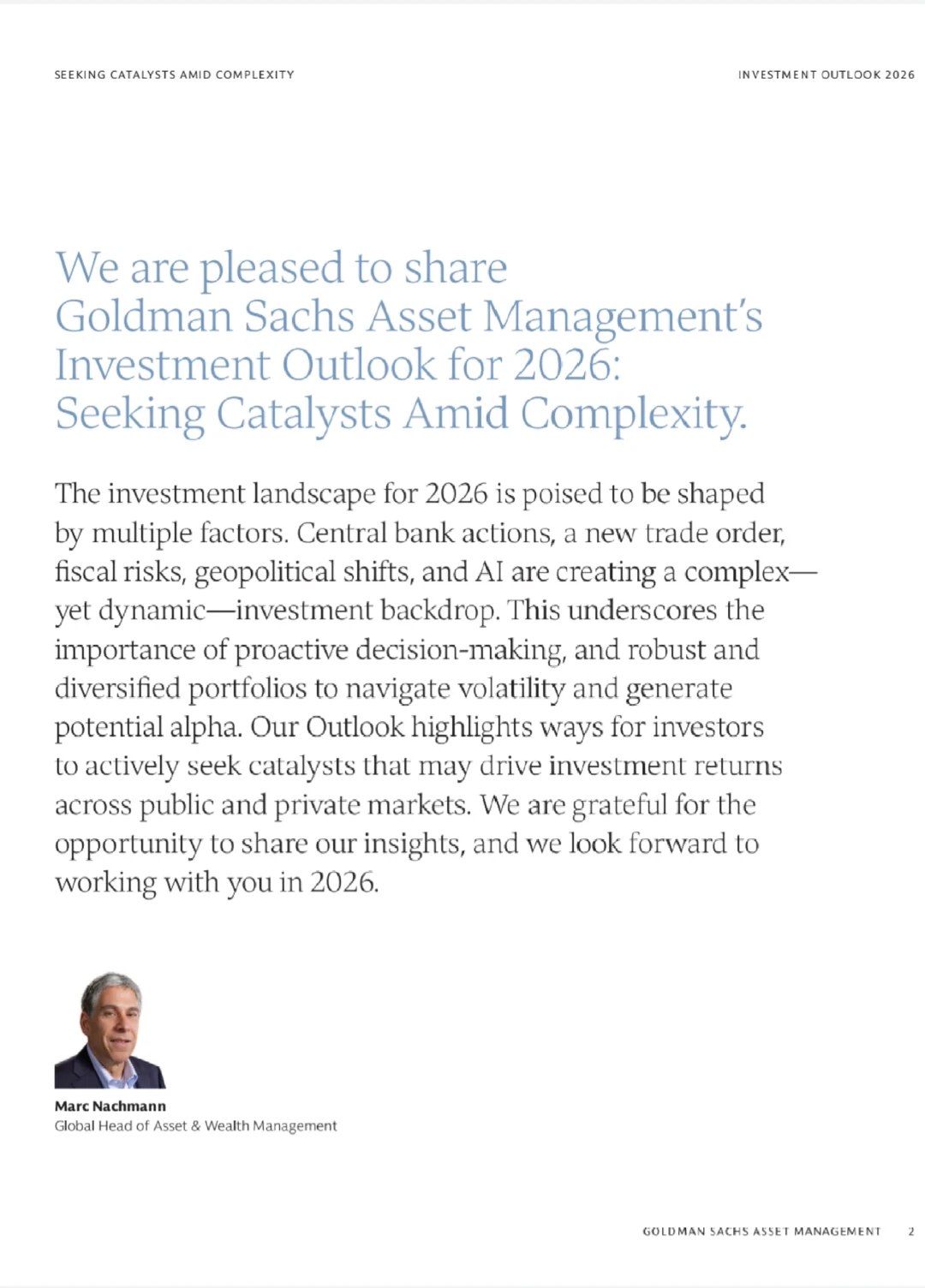 高盛｜2026年投资展望《化繁复为机遇》