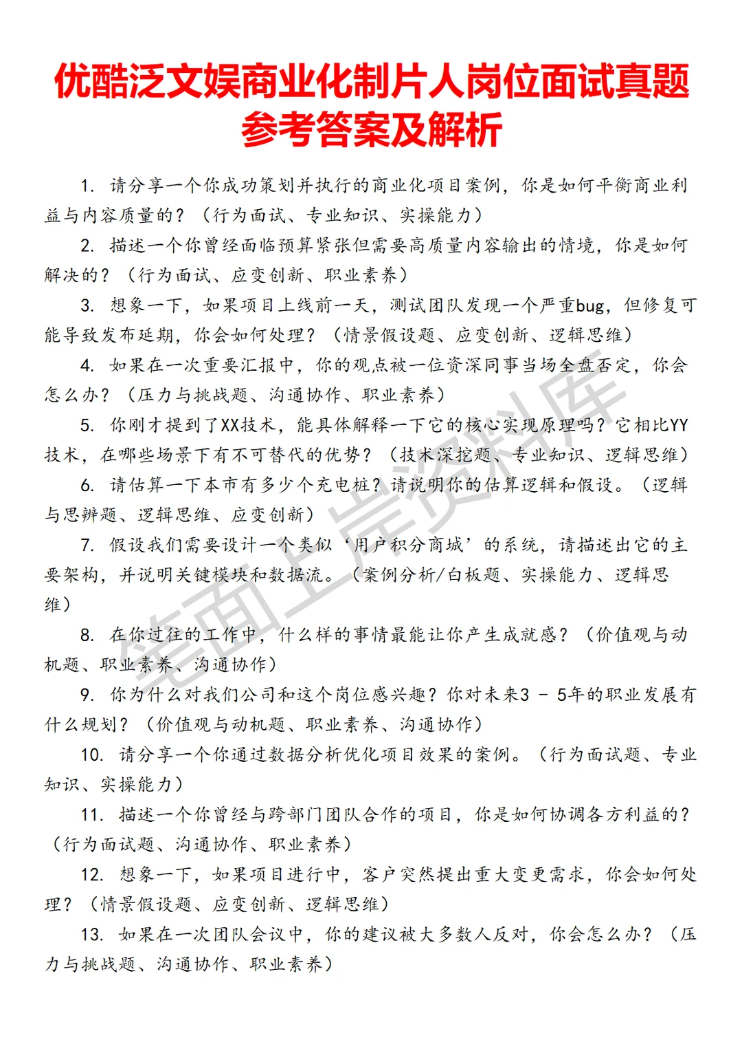 优酷泛文娱商业化制片人