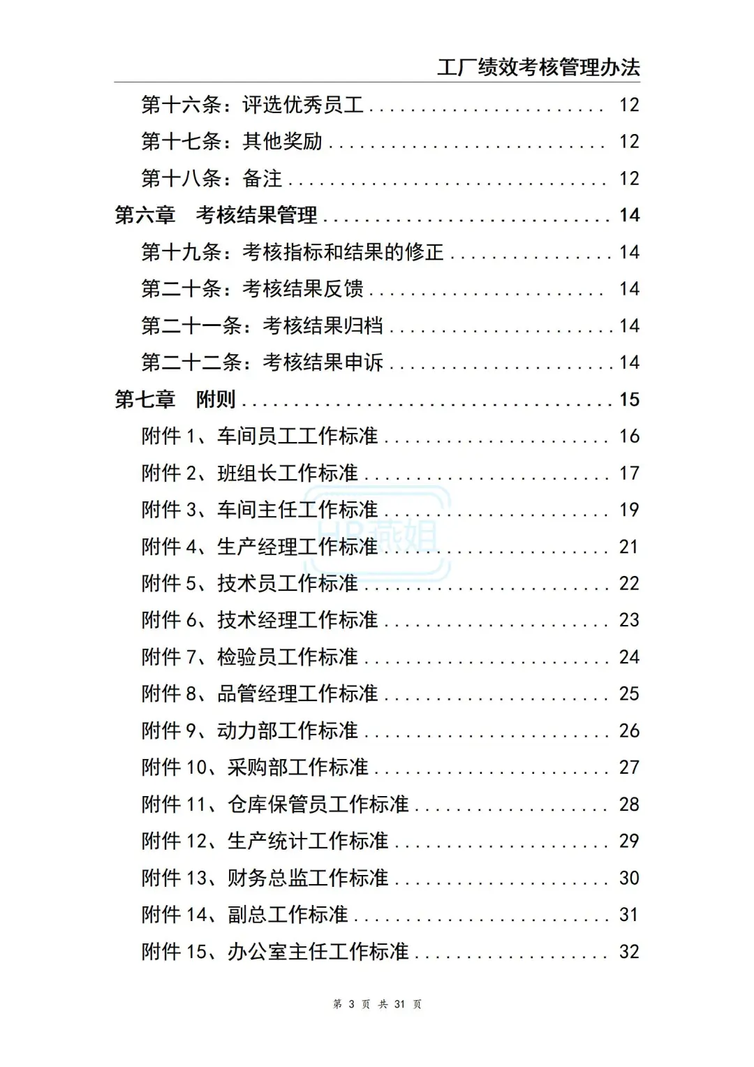 工厂绩效考核管理办法