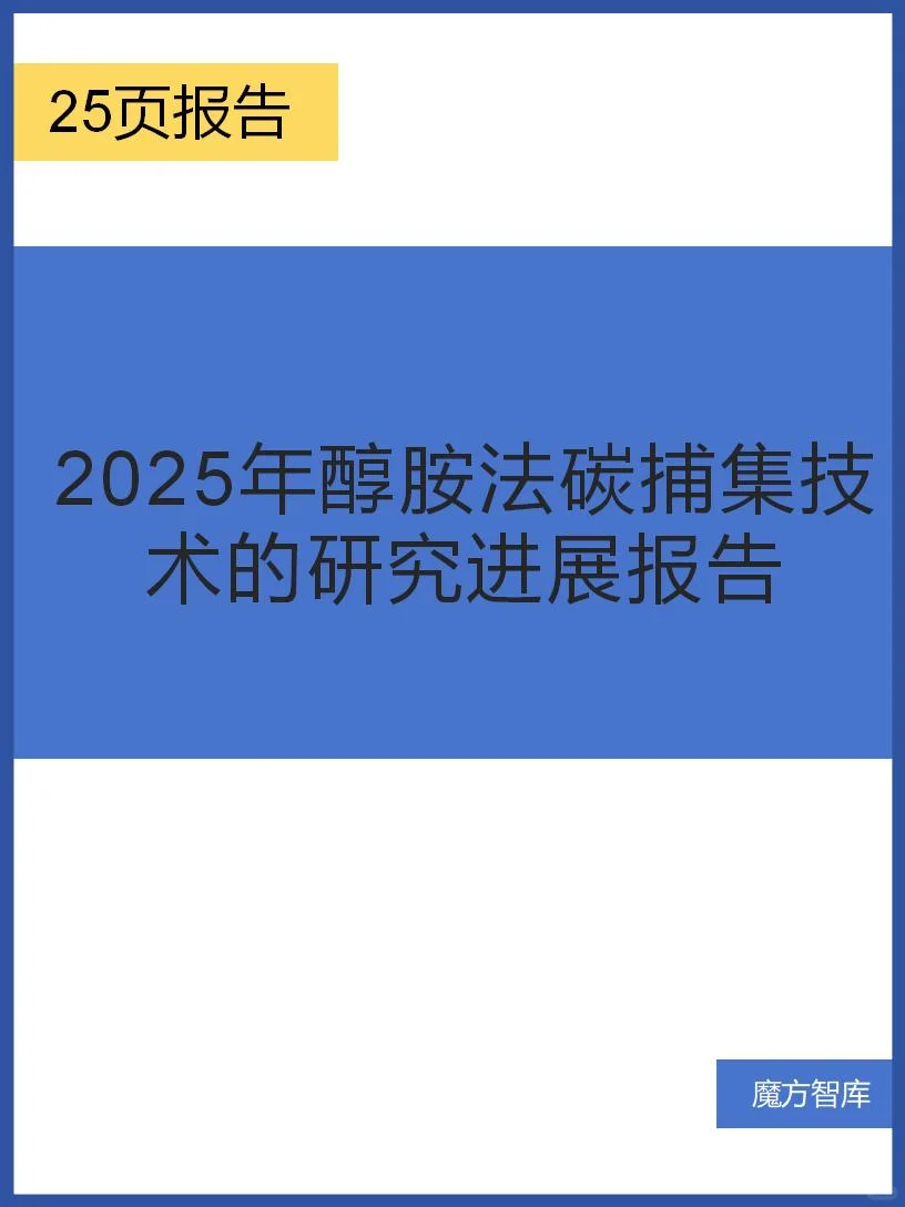 2025年醇胺法碳捕集技术的研究进展报告