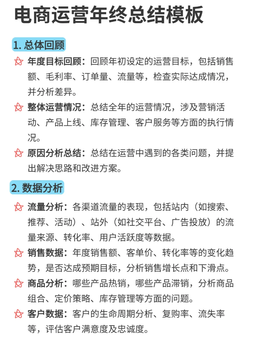 电商运营人的年终总结模板，很顶
