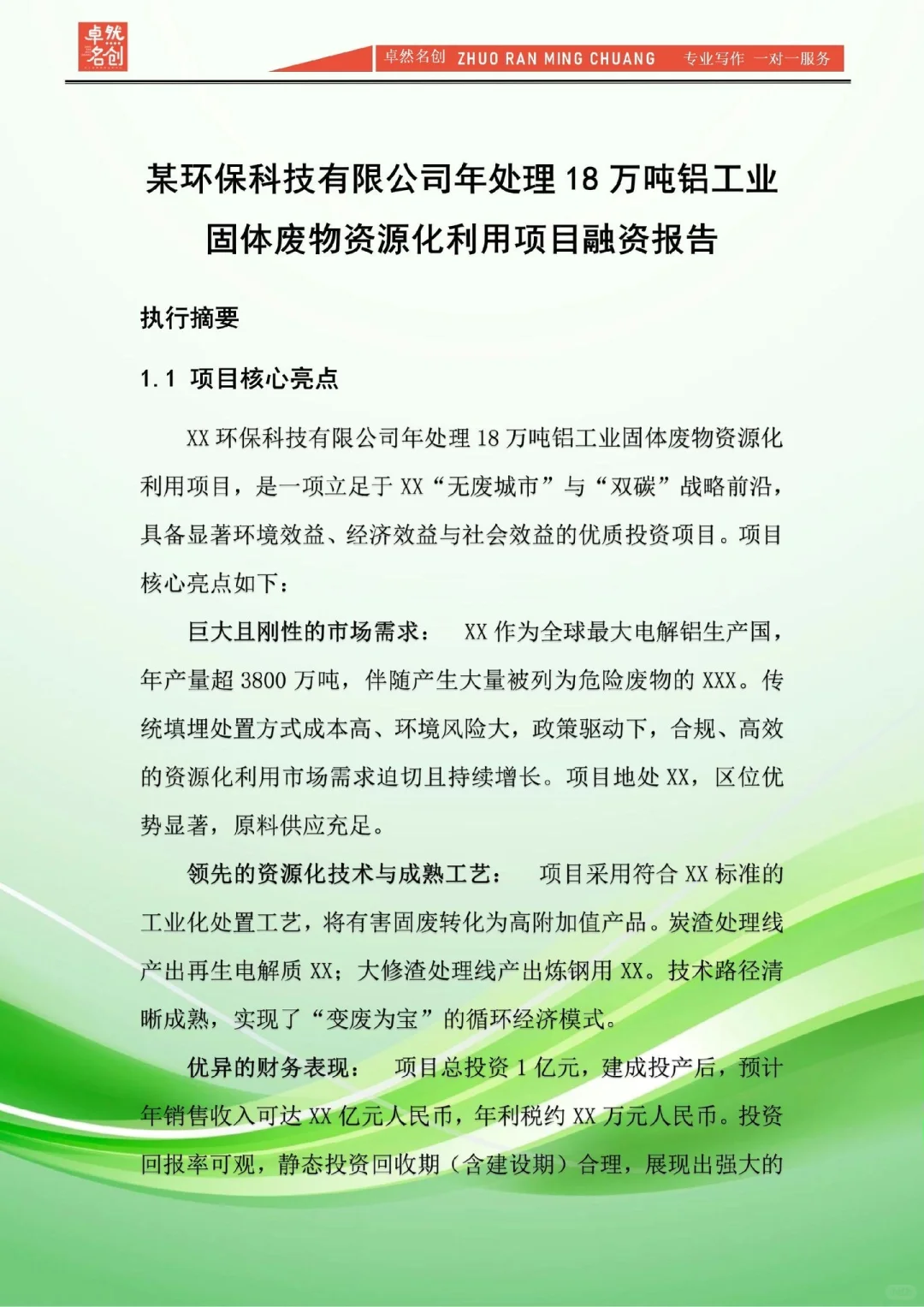 项目融资报告怎么写？股权/债权通用模板