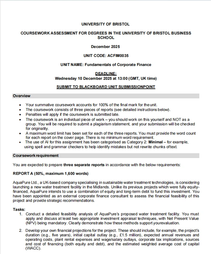 布里斯托ACFIM0035如何做好这三个报告?