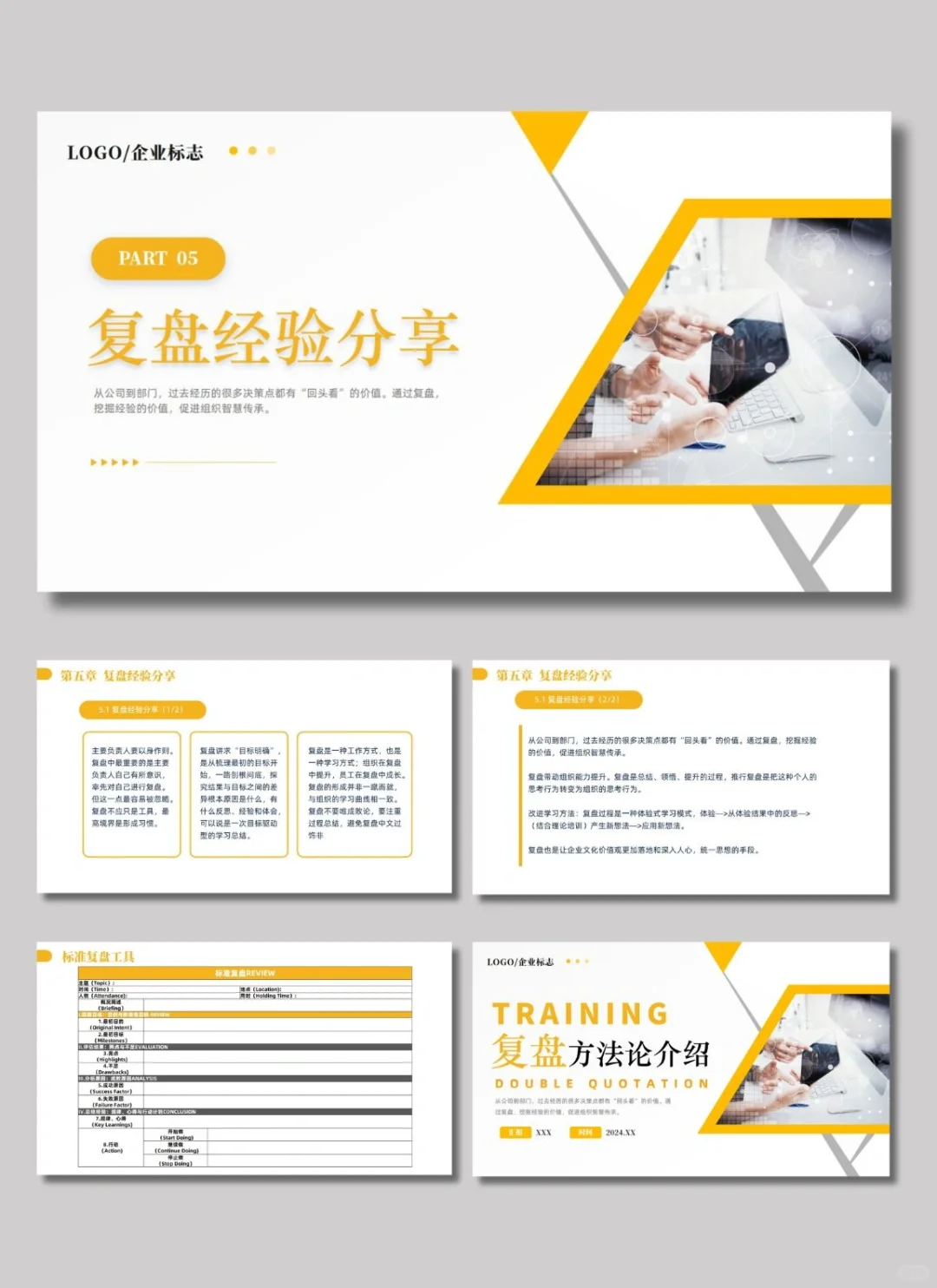 有内容|复盘方法论分享PPT模板?