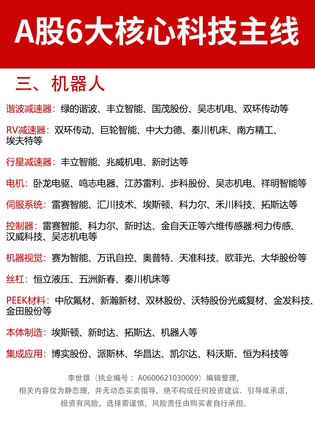 一次说清！A股6大核心科技主线！