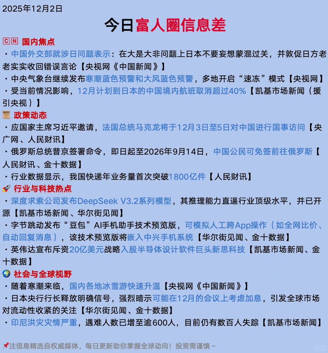 12月2日｜富人圈信息差