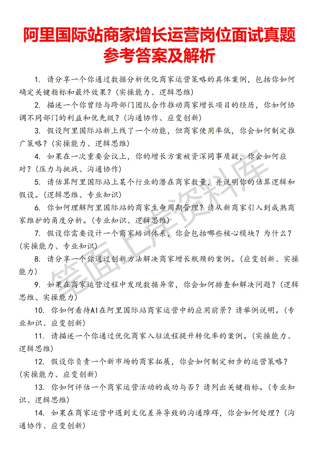 阿里国际站商家增长运营