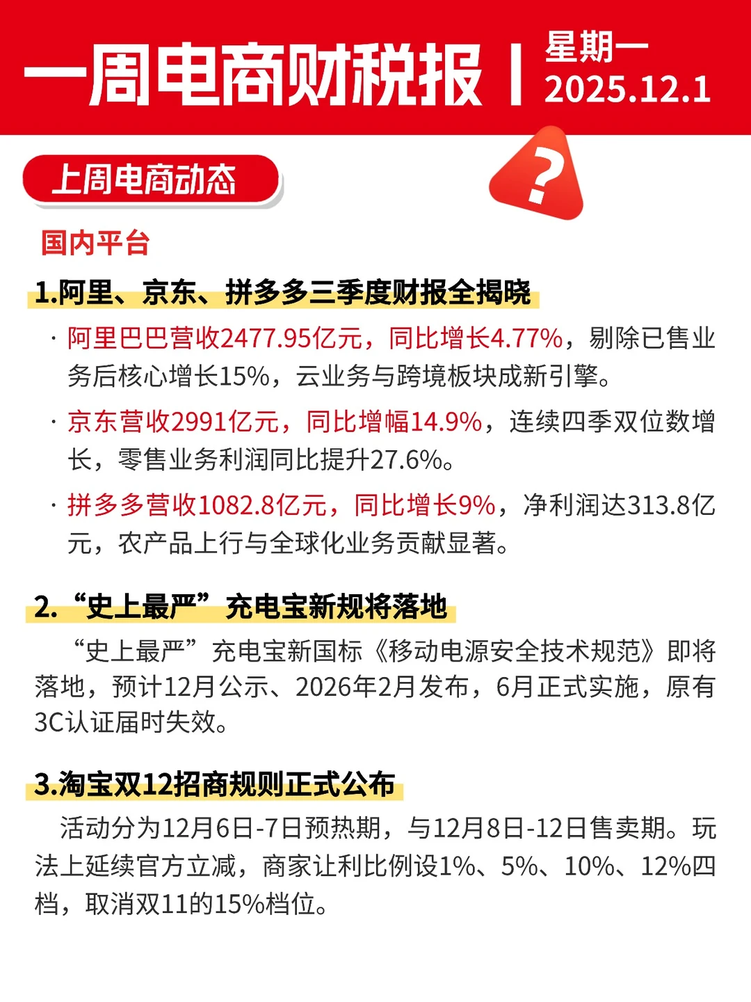 ?一周电商&财税资讯简报丨11.25-12.1