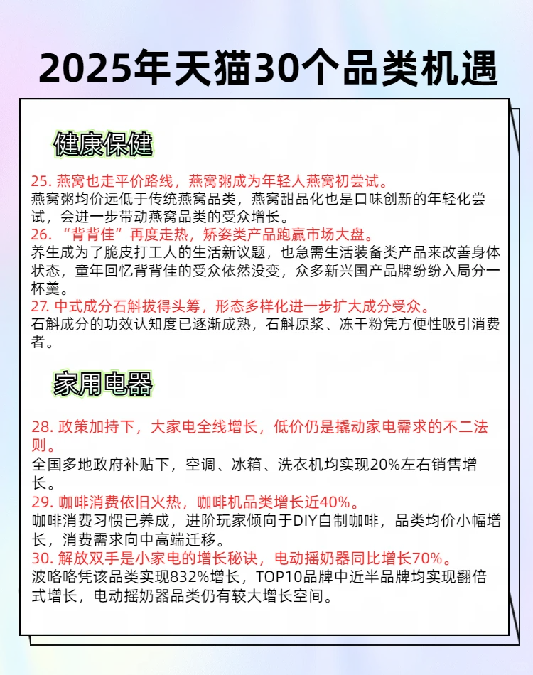2025年天猫30个品类机会