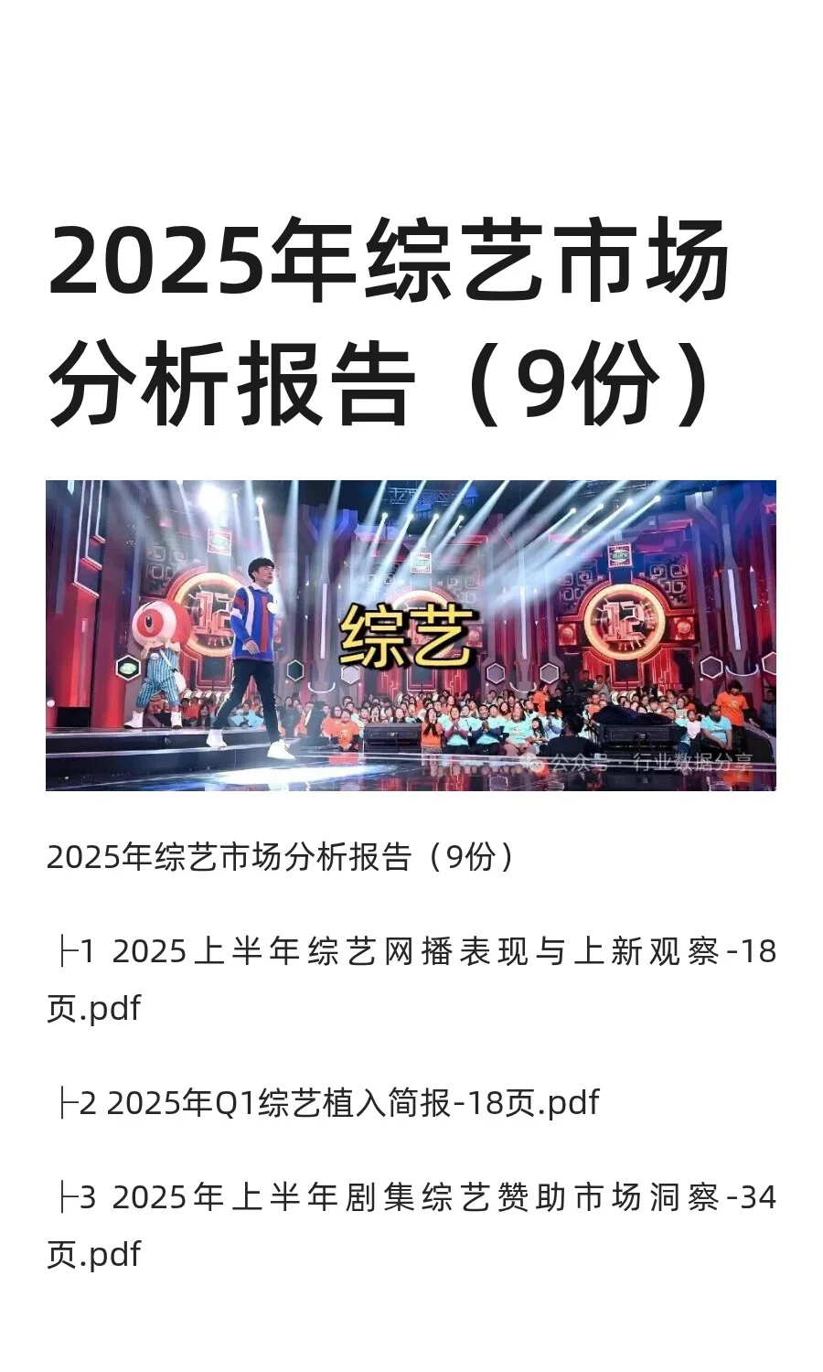 2025年综艺市场分析报告（9份）