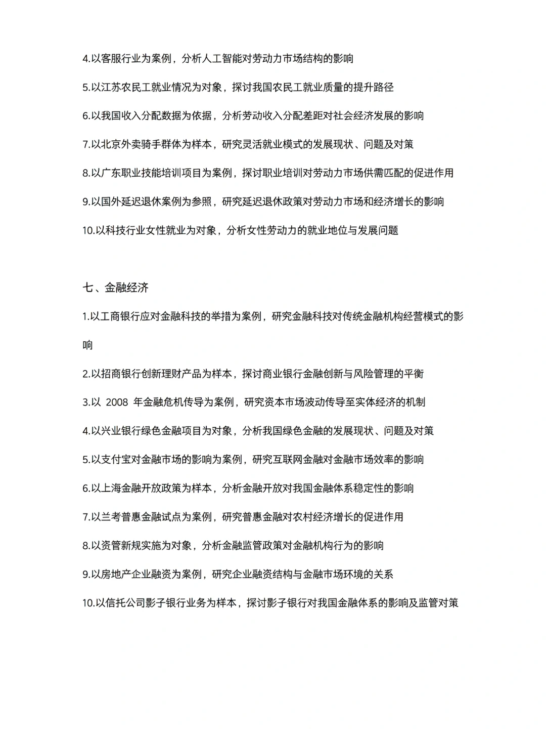 导师给的最新论文选题——经济学专业?