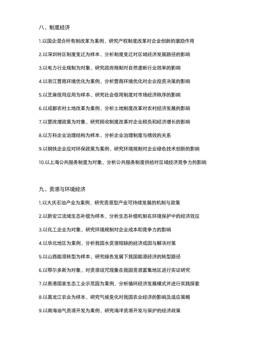 导师给的最新论文选题——经济学专业?