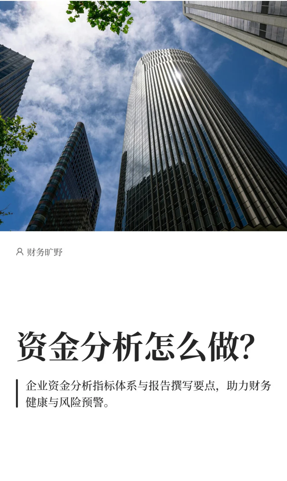 资金分析怎么做？