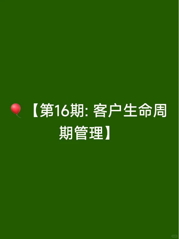 第16期: 客户生命周期管理