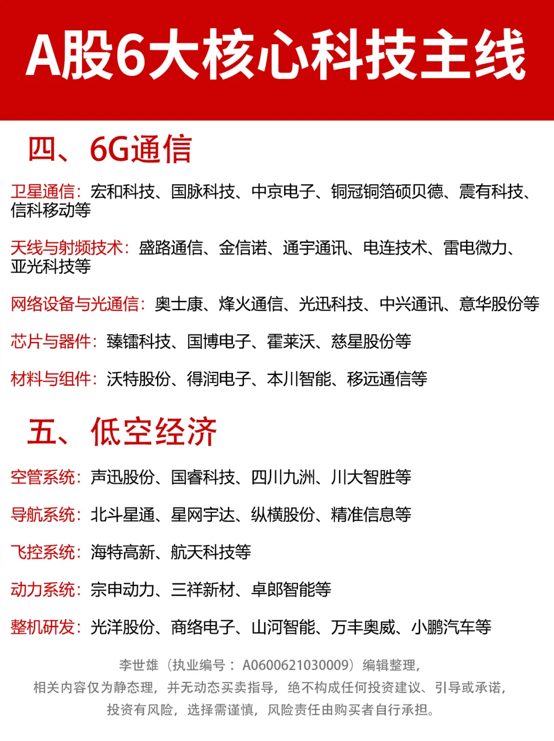 一次说清！A股6大核心科技主线！